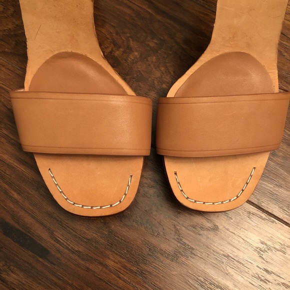 Joie Leather Wood Platform Sandal Heels - Picture 3 of 8